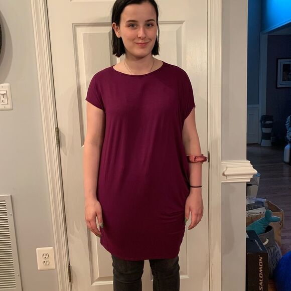 Eileen Fisher Side Ruched Extended Sleeve Dress PS - Picture 1 of 5